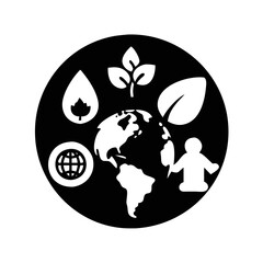 Global Harmony A Symbol of Sustainable Living and Environmental Consciousness Vector silhouette icon