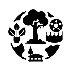 Environmental elements and sustainability represented in a global icon vector silhouette icon