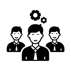 Teamwork and problem solving icon, demonstrating a collaborative and strategic approach silhouette icon