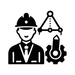 Engineering design and construction management in a modern icon style vector silhouette icon