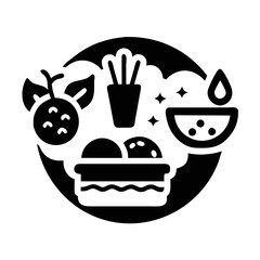 A Delicious and Refreshing Combination of Treats and Drinks silhouette icon