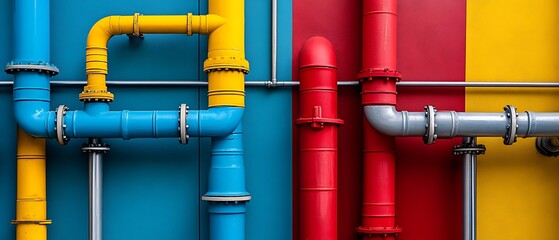interconnected group of pipes in a plumbing system, highlighting the engineering and construction aspects that contribute to efficient flow and maintenance