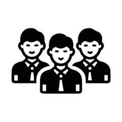 vector of a team of three people in suits and ties silhouette icon