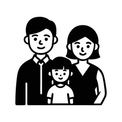 vector of a Happy Family Portrait with Father, Mother and Child silhouette icon