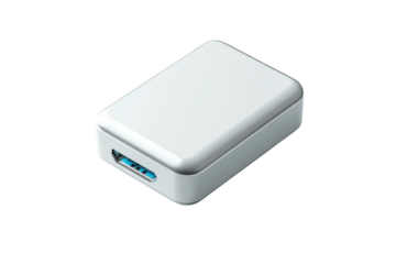 A compact white USB hub promises seamless connectivity modern minimalism with precise studio on transparent background