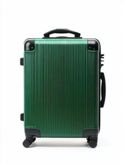 Fototapeta premium green. travel suitcase , luggage isolated on white background