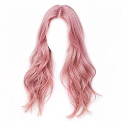 Pink hair wig over white background, mockup template, no shadow