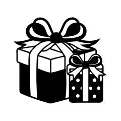Elegant Black and White Presents with Bows vector for Holiday Celebrations silhouette icon