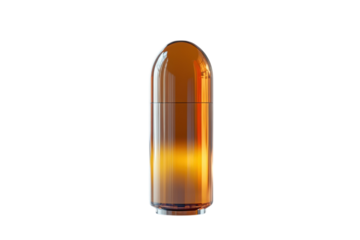 A gleaming brass bullet symbol of power and precision standing ready against the darkness in a on transparent background
