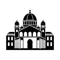 Black and white silhouette vector showcasing a beautiful Orthodox church design silhouette icon