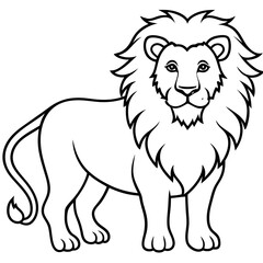 Lion line art vector illustration and white background