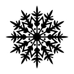 Fototapeta premium Detailed silhouette of a stylized snowflake on a bright white background silhouette icon