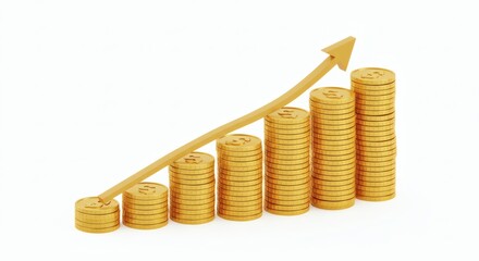 Financial Growth Rising Gold Coins Charting Success