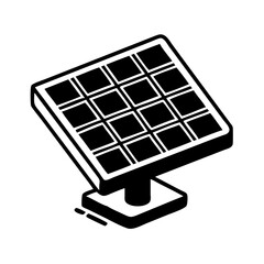Isometric solar panel icon, isolated renewable energy source for electricity generation silhouette icon