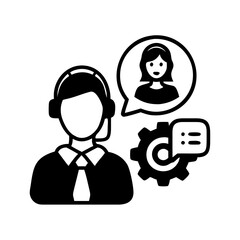 Customer service agent providing technical support with engineering based solutions silhouette icon