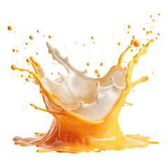 Obraz premium Vibrant Sunset Sip Fruit Floating in Milk Splash