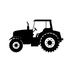 Black and white silhouette of a tractor used in agriculture industry silhouette icon