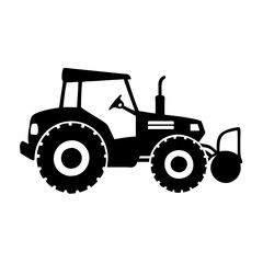 Silhouette of a modern farm tractor, a crucial tool for agricultural work silhouette icon