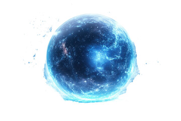 A mesmerizing orb of swirling blue energy a cosmic marvel unveiling hidden galaxies and on transparent background