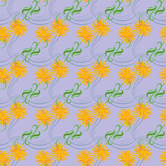 Abstract pattern with yellow flower on lilac