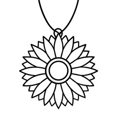 Sunflower Pendant line art vector