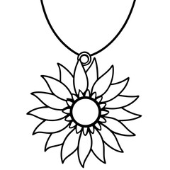 Sunflower Pendant line art vector