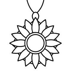 Sunflower Pendant line art vector