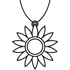 Sunflower Pendant line art vector