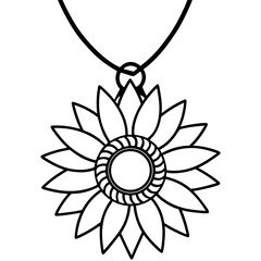 Sunflower Pendant line art vector