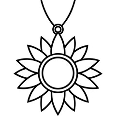Sunflower Pendant line art vector