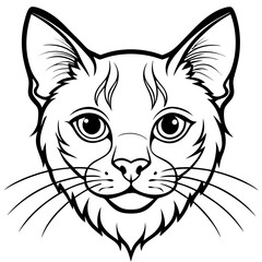 Fototapeta premium Lineart Icon of Cat Head – Simple Feline Face Illustration in Outline Style