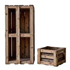 Wooden Crates Display with Vertical and Square Shapes for Rustic Storage Solutions and Decorative Use