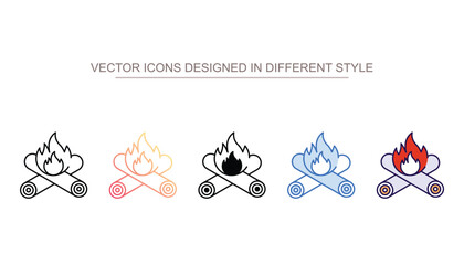 Camp Fire icon design with white background stock illustration