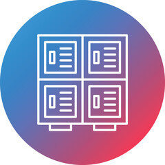 Library Locker Line Gradient Circle Background Icon