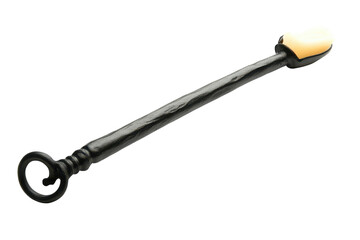 A vintage metal tobacco tamper with an ivory head evoking memories of a bygone era and refined on transparent background