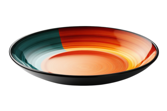 An abstract decorative bowl evoking the vibrant colors of sunset and nature s embrace with on transparent background - Powered by Adobe