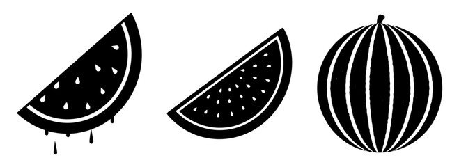 Silhouette set of isolated watermelon fruit slices vector illustration graphic design art