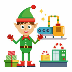 Elf Dancing Beneath Tree – Simple Vector on White