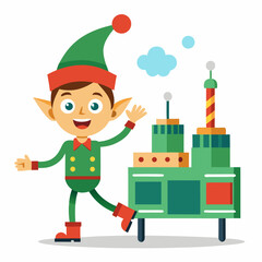 Elf Dancing Beneath Tree – Simple Vector on White