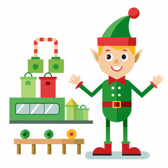 Elf Dancing Beneath Tree – Simple Vector on White