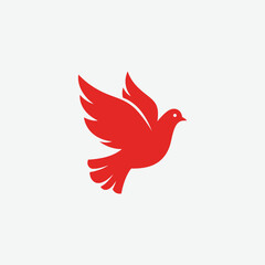 Obraz premium Download a red dove in flight vector. Simple silhouette design with bold color, symbolizing peace and freedom. Perfect for logos, prints, and graphic design.