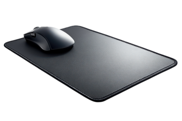 Precision at your fingertips A sleek black mouse poised on a textured black mousepad ready for on transparent background