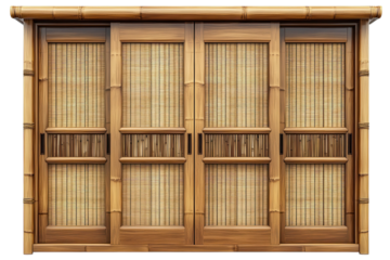 Sliding Shoji Doors A portal to serene spaces crafted from golden bamboo evoke tranquil zen on transparent background