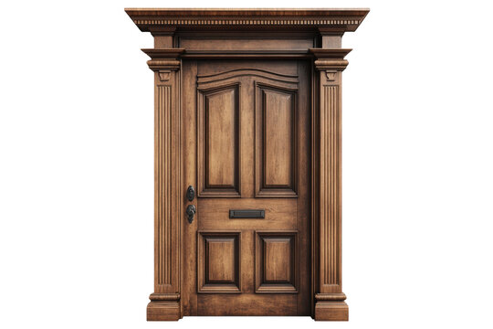 Stepping into timeless elegance a weathered wooden door whispers tales of history guarded by on transparent background