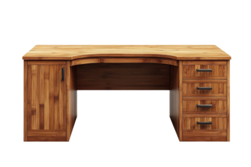 The warmth of organized productivity A bamboo desk ready for your creative projects featuring on transparent background