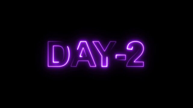 Day 2 text animation by white color neon on black background.