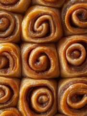 Fototapeta premium Sweet cinnamon rolls golden brown baked goods