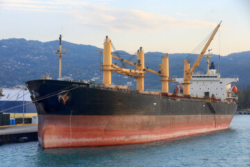 huge bulk carrier tanker anchored in sea,jamaica