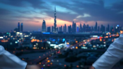 Businessmen shake hands with dubai skyline, symbolizing uae economic growth and investment prospects - Powered by Adobe