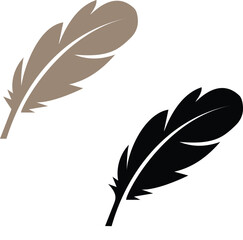 Simple Feather Icons Brown and Black Feather Silhouettes for Design Projects